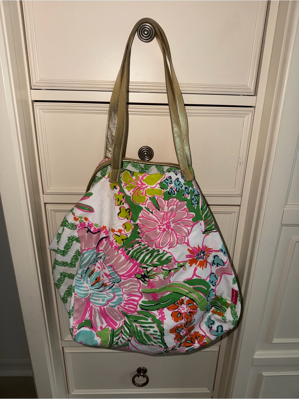 Lilly Pulitzer for Target Floral Canvas Tote in Pink, Green & Gold